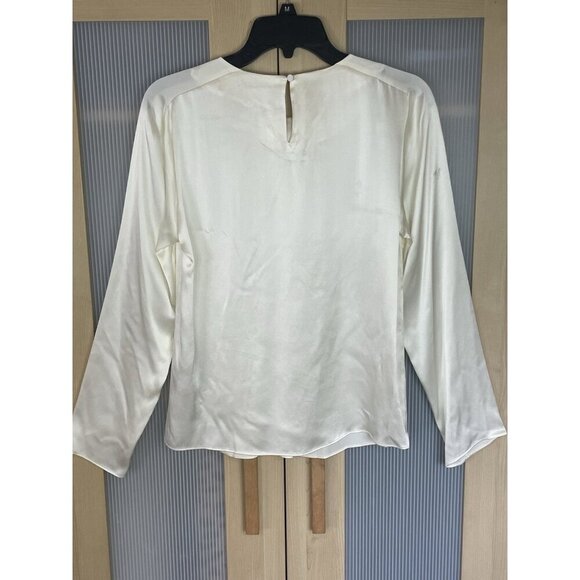 Banana Republic Silk Satin Pleated Blouse Sz S Shirt Ivory Career Party Elegant - Picture 7 of 7